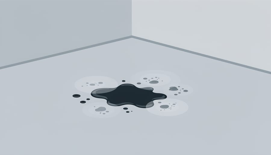 Close-up of a cracked ceramic mug with dark residue droplets on a kitchen counter, symbolizing harmful exposure.